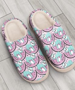 watermelon and sloth all over printed slippers 3