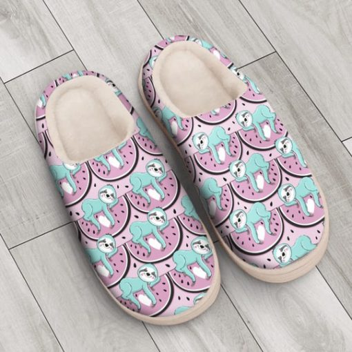 watermelon and sloth all over printed slippers 4