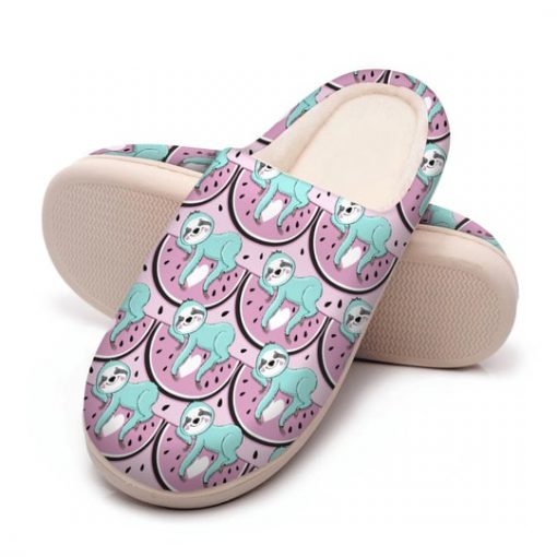 watermelon and sloth all over printed slippers 5