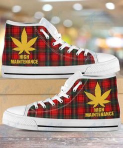 weed leaf high maintenance all over printed high top canvas shoes 2