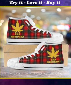 weed leaf high maintenance all over printed high top canvas shoes