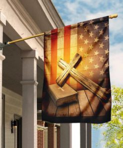 Christian cross america flag all over print flag 2