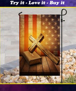 Christian cross america flag all over print flag