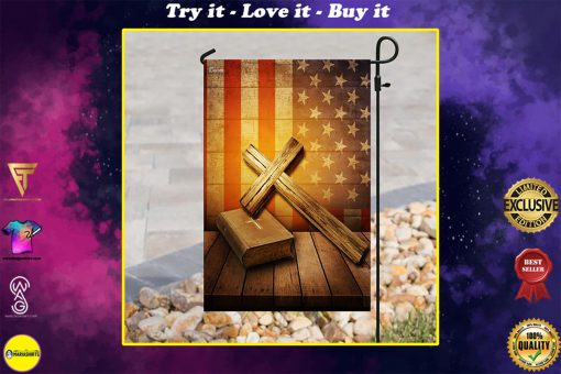 Christian cross america flag all over print flag