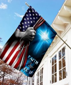 Christian cross faith over fear america flag all over print flag 3