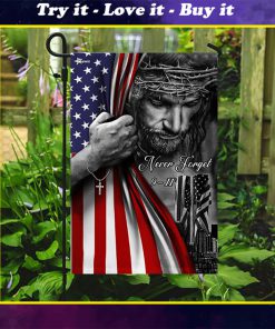 Jesus Christian never forget 9 11 full printing flag