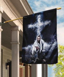 Jesus saves us all over printed flag 4