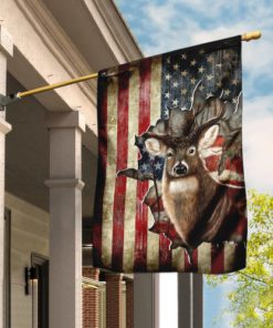 american flag deer hunting all over print flag 2