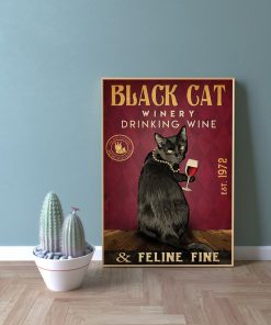 black cat winery drink wine and feline fine poster 4