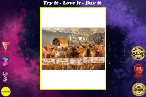 cow its okay to make mistakes to have bad days to be yourself poster