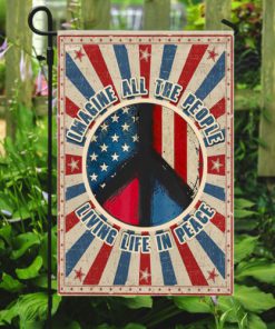 hippie imagine all the people living life in peace all over print flag 5