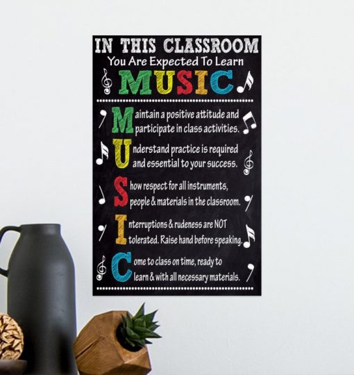 in this classroom you are expected to learn music poster 4