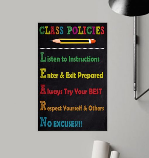 listen to instructions enter and exit prepared class policies poster 3