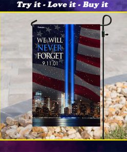 september 11th 2001 we will never forget all over print flag