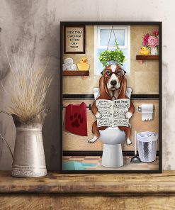 vintage basset hound sitting on toilet poster 4