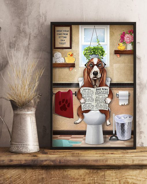vintage basset hound sitting on toilet poster 4