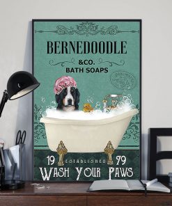 vintage berne doodle dog bath soap wash your paws poster 4
