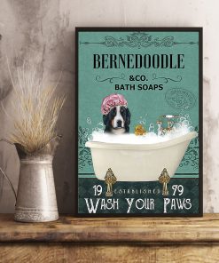 vintage berne doodle dog bath soap wash your paws poster 5