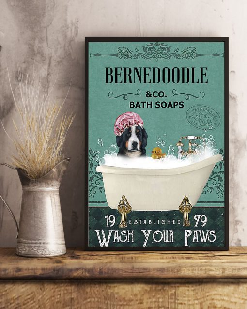 vintage berne doodle dog bath soap wash your paws poster 5