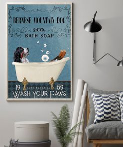 vintage bernese mountain dog bath soap wash your paws poster 2