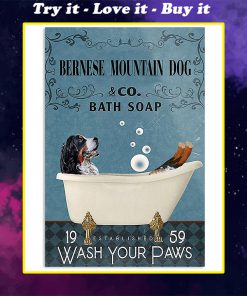 vintage bernese mountain dog bath soap wash your paws poster