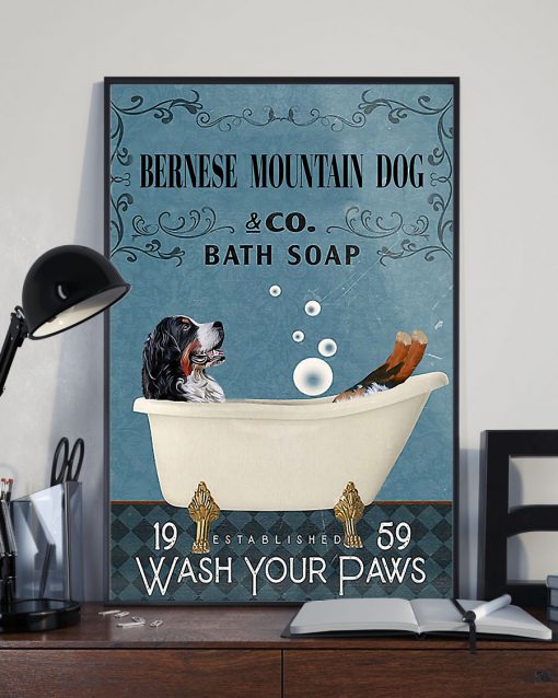vintage bernese mountain dog bath soap wash your paws poster 3