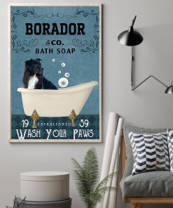 vintage borador dog bath soap wash your paws poster 2