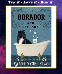 vintage borador dog bath soap wash your paws poster