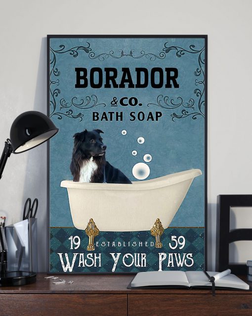 vintage borador dog bath soap wash your paws poster 3