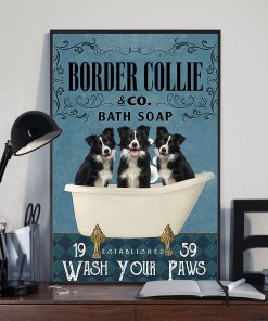 vintage border collie bath soap wash your paws poster 3