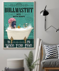 vintage bull mastiff bath soap wash your paws poster 2