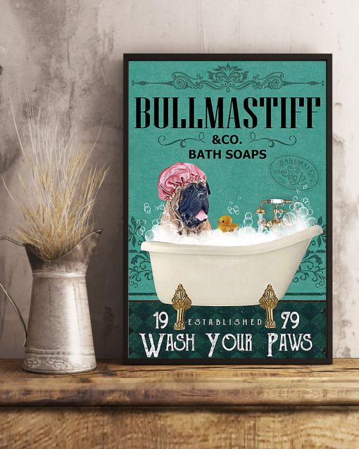 vintage bull mastiff bath soap wash your paws poster 3