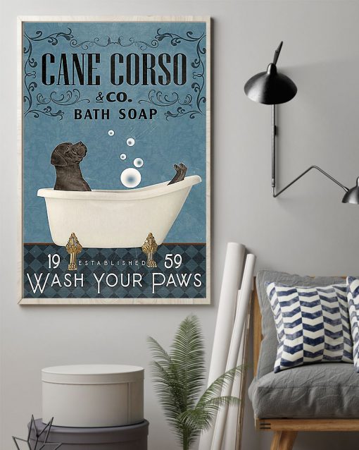 vintage cane corso bath soap wash your paws poster 2