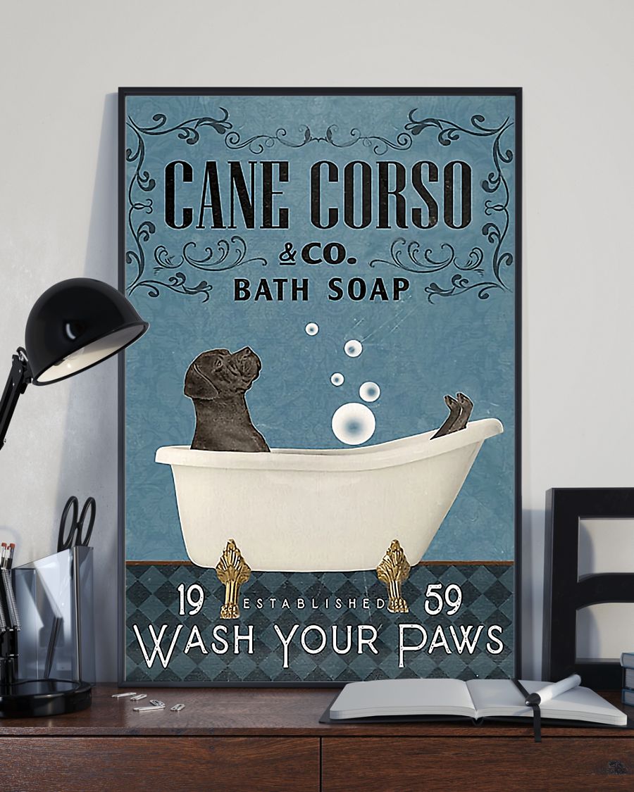 vintage cane corso bath soap wash your paws poster 3