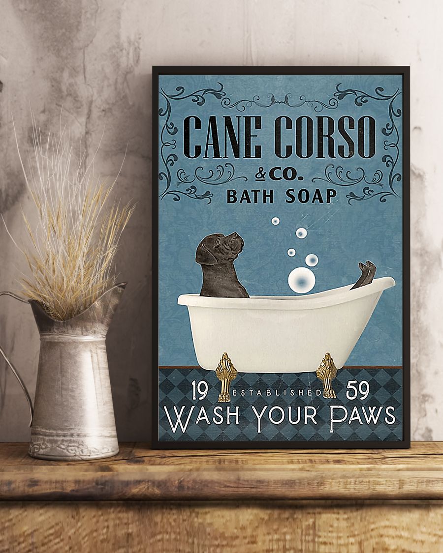 vintage cane corso bath soap wash your paws poster 5