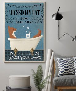 vintage cat abyssinian bath soap wash your paws poster 2