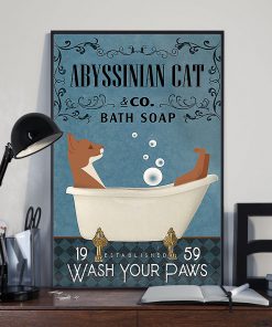 vintage cat abyssinian bath soap wash your paws poster 4