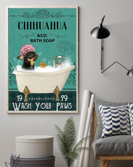 vintage chihuahua dog bath soap wash your paws poster 2