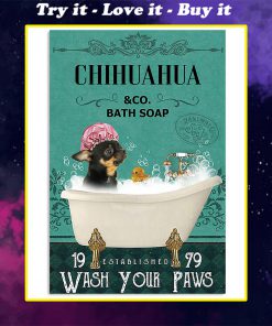 vintage chihuahua dog bath soap wash your paws poster