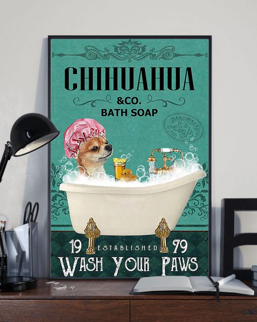 vintage chihuahua tequila bath soap wash your paws poster 3
