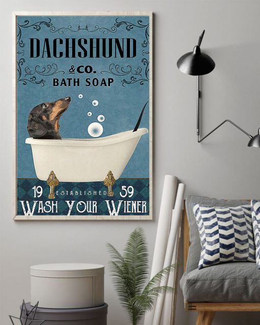 vintage dachshund dog bath soap wash your paws poster 2