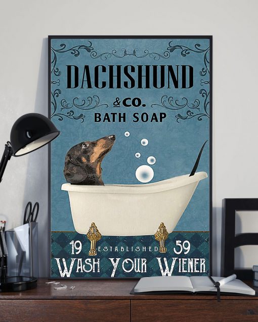 vintage dachshund dog bath soap wash your paws poster 3