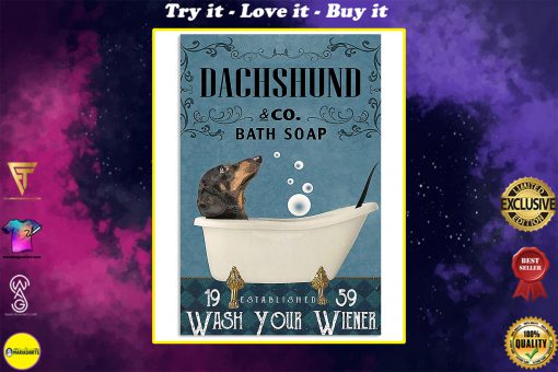 vintage dachshund dog bath soap wash your paws poster