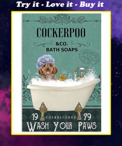 vintage dog cockapoo bath soap wash your paws poster