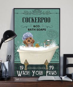 vintage dog cockapoo bath soap wash your paws poster 3