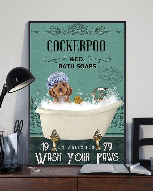 vintage dog cockapoo bath soap wash your paws poster 3