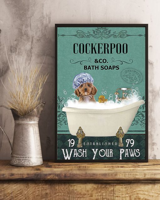 vintage dog cockapoo bath soap wash your paws poster 5
