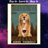 vintage dog golden retriever wine company serve yourself poster