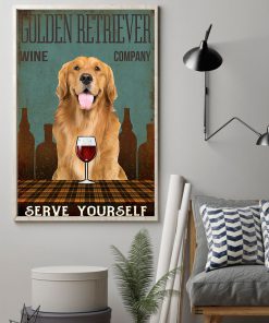 vintage dog golden retriever wine company serve yourself poster 2