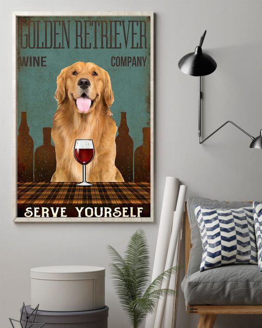 vintage dog golden retriever wine company serve yourself poster 2
